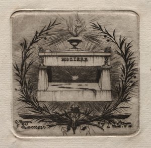 Eaux-fortes de Paris : Tombe de Molière au cimetière du Père Lachaise, 1854 - Charles Meryon