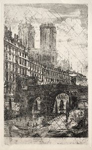 Eaux-fortes de Paris : Le Petit Pont - Charles Meryon