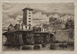 Eaux-fortes de Paris : La Pompe de Notre-Dame - Charles Meryon