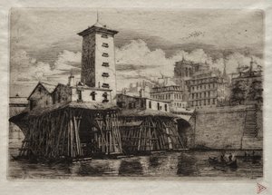 Eaux-fortes de Paris : La pompe de Notre-Dame - Charles Meryon