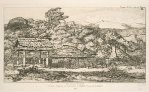 Greniers indigènes et habitations à Akaroa, presqu