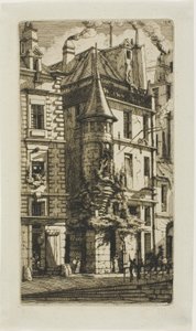Maison avec une tourelle, rue de la Tixeranderie - Charles Meryon