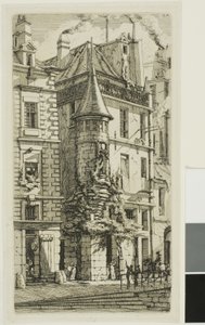 Maison avec une tourelle, rue de la Tixeranderie - Charles Meryon