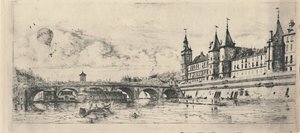 Le Pont-Au-Change 2ème état, 6 18 x 13 116 pouces, 1854, 1927 - Charles Meryon