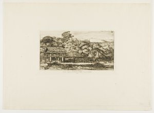 Granges et huttes indigènes à Akaroa, péninsule de Banks, 1845 - Charles Meryon
