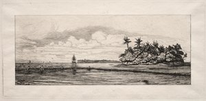 Océanie : Pêche près des îles avec des palmiers dans le groupe Uea ou Wallis, 1863