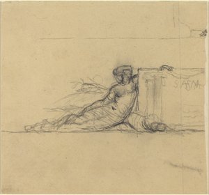 Figure féminine assise pour "San Francisco" - Charles Meryon