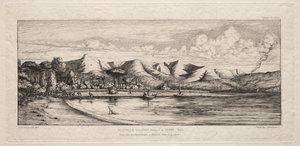 Pêche à la senne au large de Charcoal Burners Point, Akaroa, Péninsule de Banks, 1845 - Charles Meryon