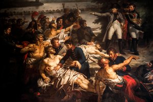 Napoléon visitant les soldats blessés sur l