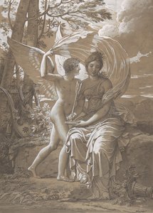 La Muse Erato écrivant des vers inspirés par l