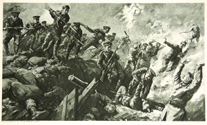 La capture des tranchées allemandes à Neuve-Chapelle