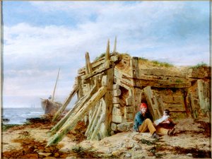 Sous la digue, vers 1863 - Charles Napier Hemy