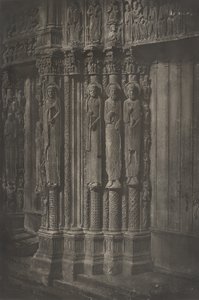 Planche XIII Cathédrale de Chartres, Statues Colonnes de la Porte Centrale du Portail, 1855