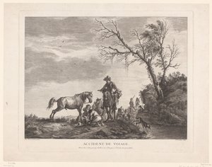 Voyageurs pendant une pause Accident de voyage - Charles Nicolas Cochin (II)