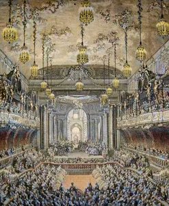 Représentation de la comédie-ballet «La Princesse de Navarre» à Versailles, à l