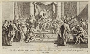 Le roi Charles VIII de France donnant audience aux députés du Languedoc aux États généraux de Tours - Charles Nicolas II Cochin
