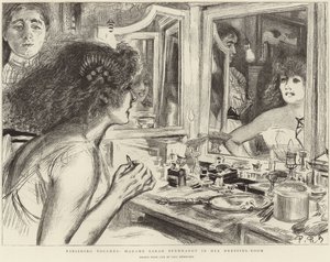 Madame Sarah Bernhardt dans sa loge (lithographie)
