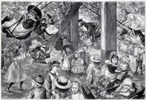 Un gymnase pour enfants en plein air à Battersea Park, Londres - 1898 - dessiné sur le vif par Paul Renouard - Charles Paul Renouard