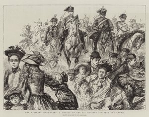 Les manœuvres militaires, une charge des 8e hussards disperse la foule