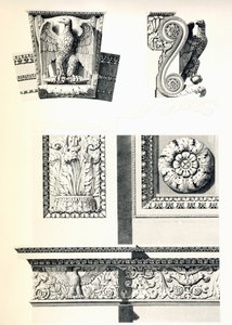 Décoration avec aigles, rosaces et feuilles d