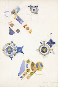 Certosa di Pavia, études de la décoration du plafond, 1891 - Charles Rennie Mackintosh