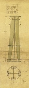 Conception pour un porte-parapluie, chapeau et manteau, montré en élévation et plan, vers 1898-1899 - Charles Rennie Mackintosh