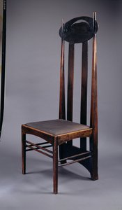 Chaise à dossier haut conçue pour les salons de thé Argyle Street de Miss Cranston, Glasgow, 1897