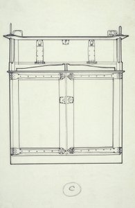 Dessin au trait de mobilier (un cabinet), c.1910 - Charles Rennie Mackintosh