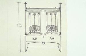 Dessin au trait de mobilier (une coiffeuse), c.1910 - Charles Rennie Mackintosh
