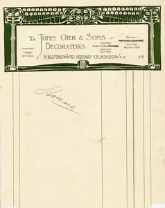 Conception de papeterie pour John Orr & Sons, Glasgow, vers 1894-1898 - Charles Rennie Mackintosh