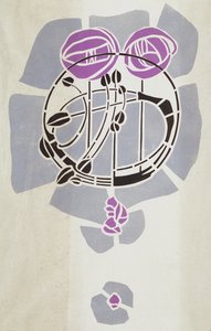 Reproduction moderne du pochoir original de Mackintosh pour décoration murale, motif de rose, 1902