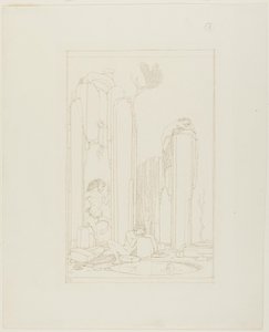 Narcisse au bord de la piscine ; illustration pour "Le Disciple" d