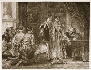 La réticence de Lady Jane Grey à accepter la couronne, Sion House, 8 juillet 1553, illustration de 