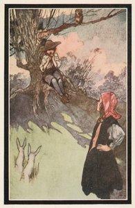 Un Garçon était Assis sous un Arbre, Jouant sur une Flûte en Bois Brut - Charles Robinson
