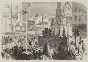 Couronnement du roi de Hongrie, le roi jurant de maintenir la Constitution devant l