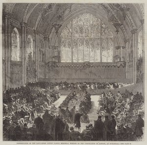 Présentation de la fenêtre commémorative de la famine du coton du Lancashire à la Corporation de Londres, au Guildhall - Sir John Charles Robinson