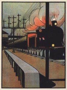 Le train de nuit quittant une gare - Charles Robinson
