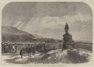 La reine dévoilant la statue du défunt prince consort à Balmoral