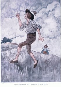 Le simplet allait chasser de haut en bas