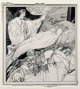 Là Elle Était, Si Belle, illustration de Briar Rose, The True Annals of Fairyland - The Reign of King Herla, pub. par J.M. Dent & Co. Ltd., 1900