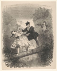 Scène de ballet avec homme et femme au-dessus d