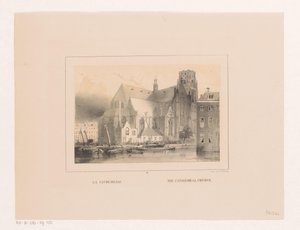Vue de la Grande ou Saint-Laurent église à Rotterdam (Vues et monuments de la ville de Rotterdam)