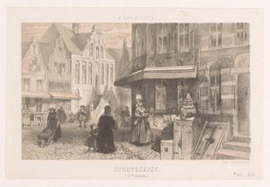 Personnes dans la rue (Stadsgezicht, XVIIe siècle) - Charles Rochussen