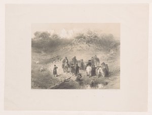 Cavaliers dans un paysage de dunes