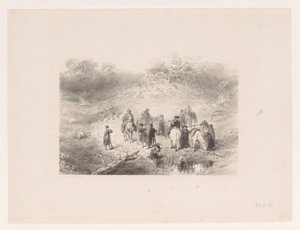 Cavaliers dans un paysage de dunes