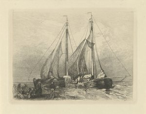 Voiliers sur une plage - Charles Rochussen