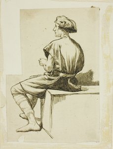 Homme assis en tunique - Charles Samuel Keene
