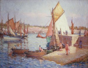 Au bord du quai (huile sur toile) - Charles Stenhouse