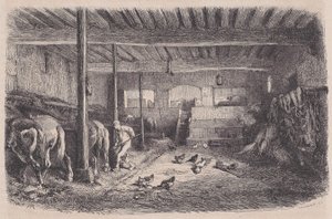 Une étable, du Magasin Pittoresque, vers 1852 - Charles Tamisier