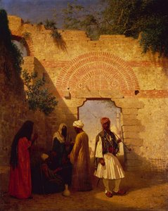 Arabes devant une porte, Damas, Syrie - Charles Theodore  Frere